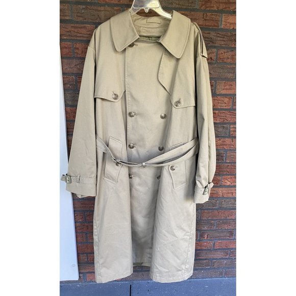 Vintage Trench Coat 44 Beige Jacket Removable Lining Classic Towne London Fog